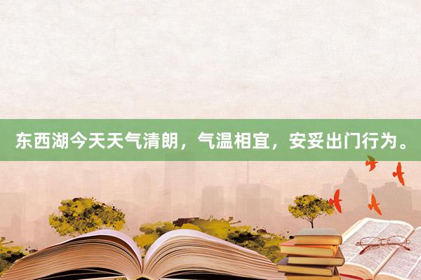 东西湖今天天气清朗，气温相宜，安妥出门行为。